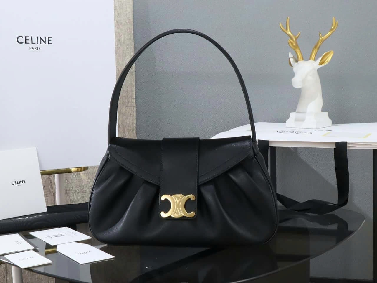 Celine Medium Polly Bag in Supple Calfskin Leather - 115633