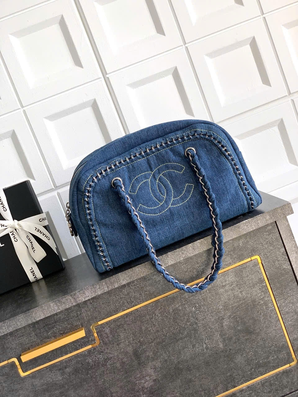 Chanel Denim Boston Bowling Bag - XTX036
