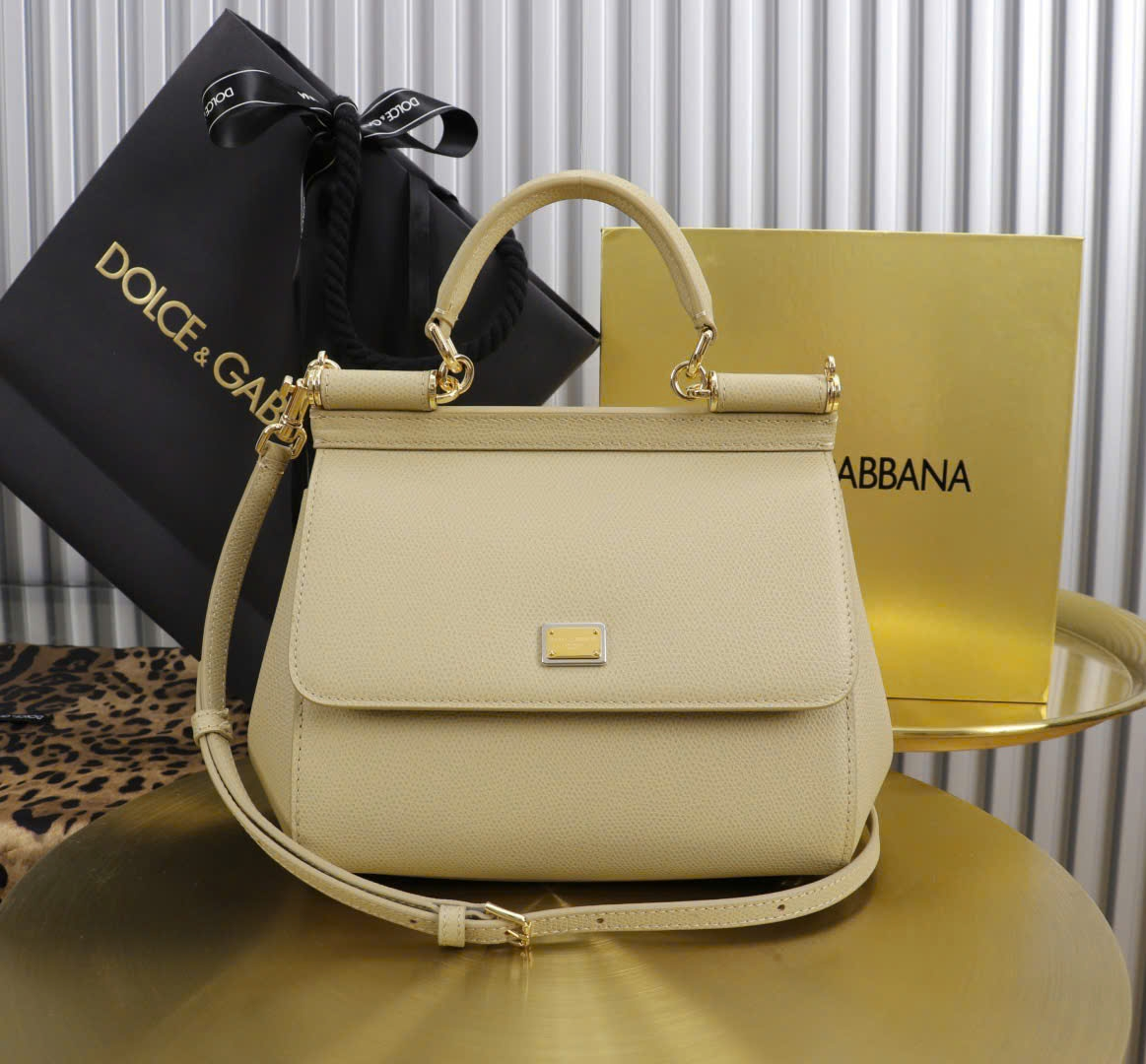 Dolce & Gabbana Beige Dauphine Sicily Medium Bag - BB8614