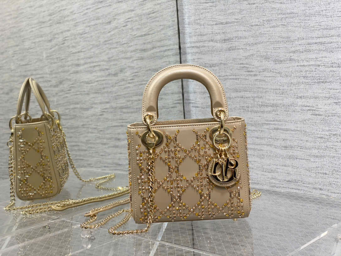 Lady Dior Bag Cannage Lambskin with Beaded Embroidery - CDTX035