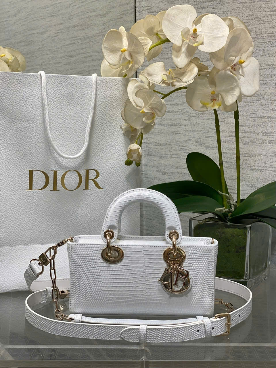 Lady Dior Horizontal Bag Lizard Embossed Cowhide Special Edition - CDTX029